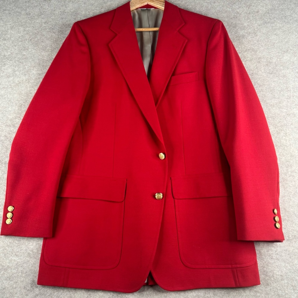 Classic Red Blazer with Gold Accents